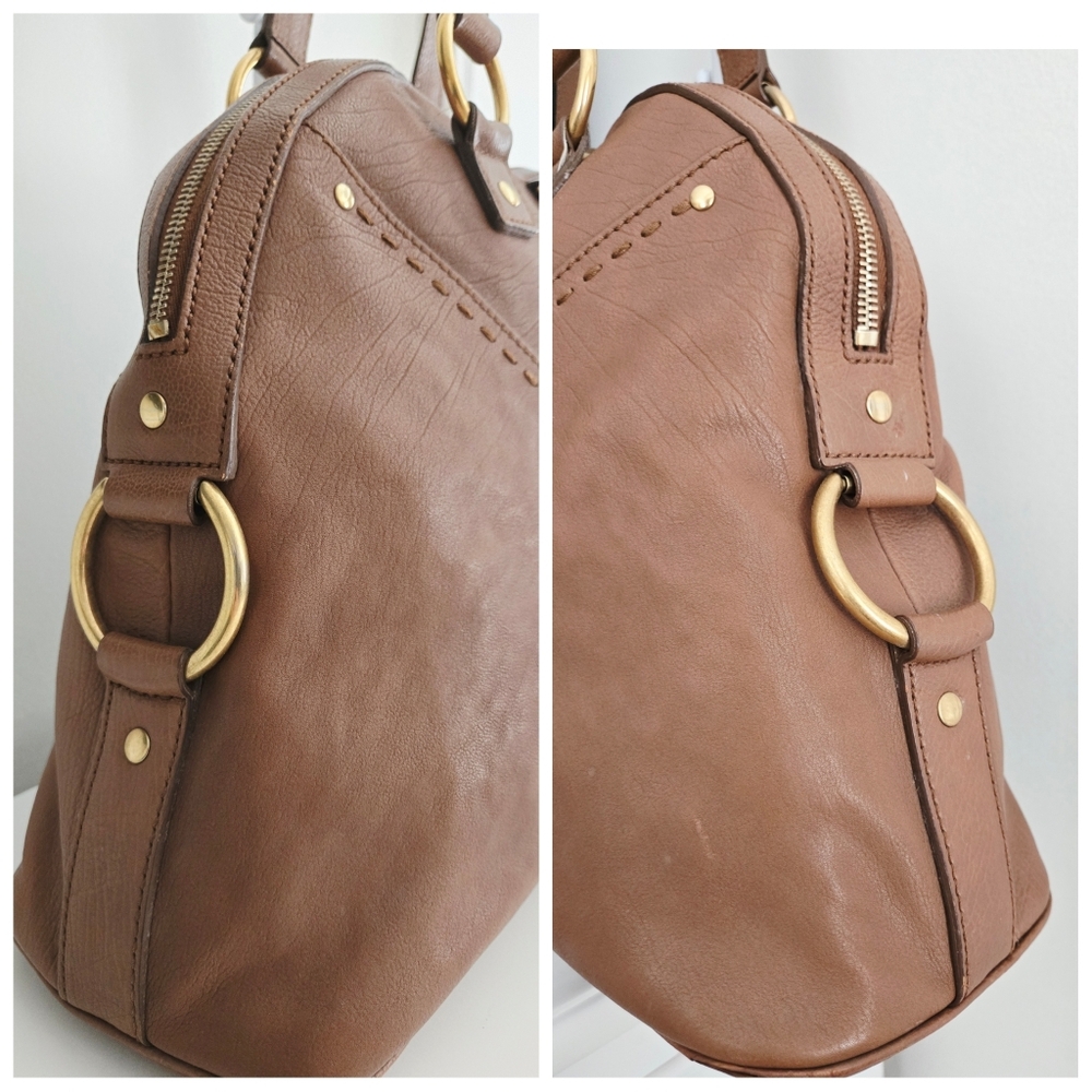 Authentic YSL SAINT LAURENT Muse Brown‎ Y Leather Weekender Boston Travel Tote - Picture 8 of 16
